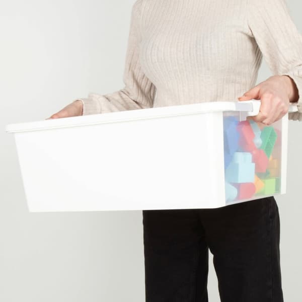Oppbevaringsboks med Lokk Curver Hvit Plast 26 L 55 x 19 x 35 cm (7 enheter)