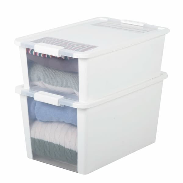 Oppbevaringsboks med Lokk Curver Hvit Plast 26 L 55 x 19 x 35 cm (7 enheter)