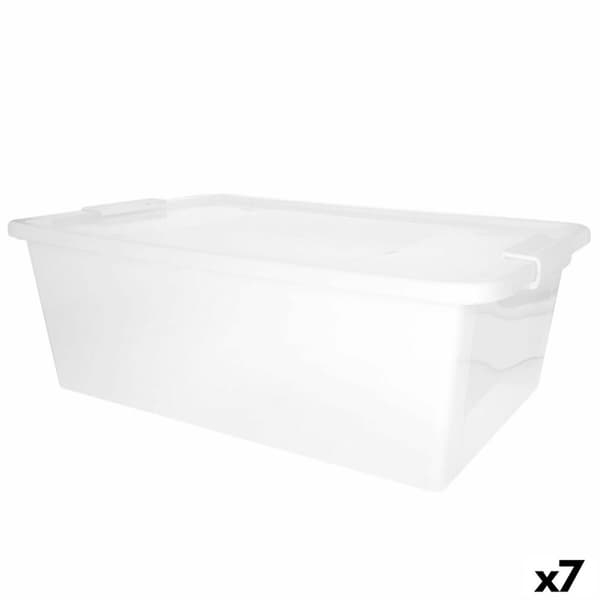 Oppbevaringsboks med Lokk Curver Hvit Plast 26 L 55 x 19 x 35 cm (7 enheter)