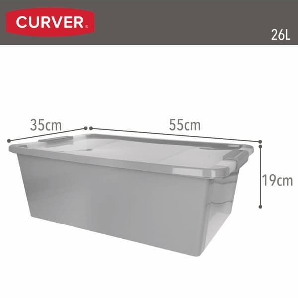 Opbevaringsboks Curver Grå Plastik 26 L 55 x 19 x 35 cm (7 enheder)