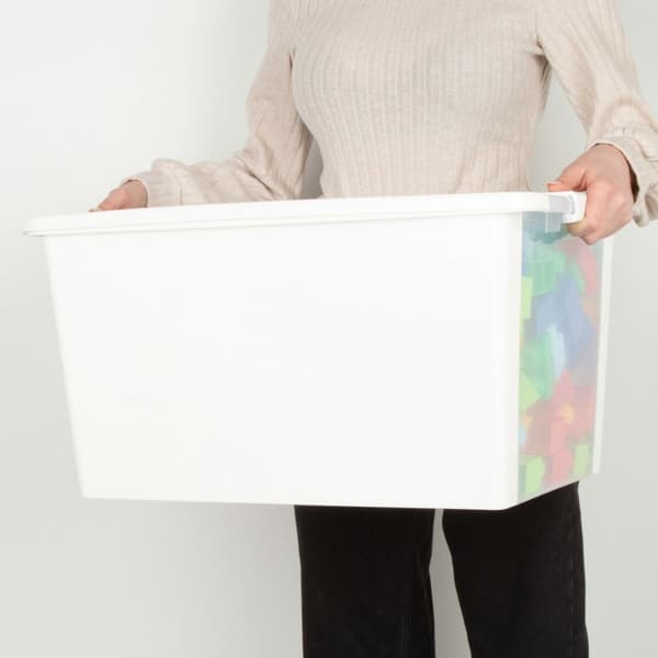Opbevaringsboks med låg Curver Hvid Plastik 40 L 55 x 28 x 35 cm (5 enheder)