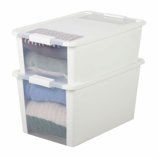 Opbevaringsboks med låg Curver Hvid Plastik 40 L 55 x 28 x 35 cm (5 enheder)