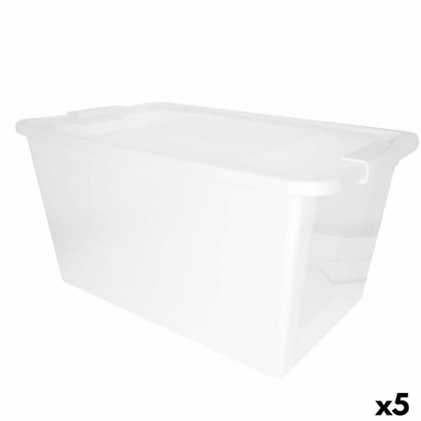 Opbevaringsboks med låg Curver Hvid Plastik 40 L 55 x 28 x 35 cm (5 enheder)