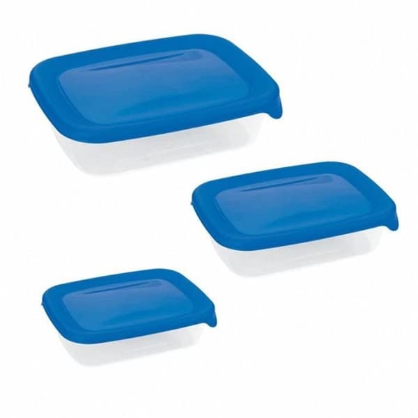 Set av behållare - Curver - 3 stycken - Polypropen - Blå färg - Stapelbara