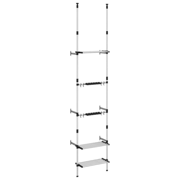Teleskopisk trädgårdshylla med 3 hyllplan silver aluminium