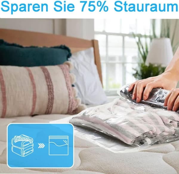 Lollanda 6-pack vakuumpåsar med ventil och handpump – för klädförvaring