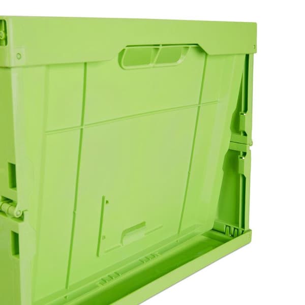 Relaxdays Fällbart lådlock plastförvaringslåda transportlåda 60 liter 31,5 x 58,5 x 40 cm, grön