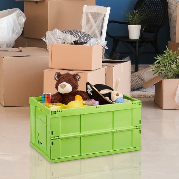 Relaxdays Fällbart lådlock plastförvaringslåda transportlåda 60 liter 31,5 x 58,5 x 40 cm, grön