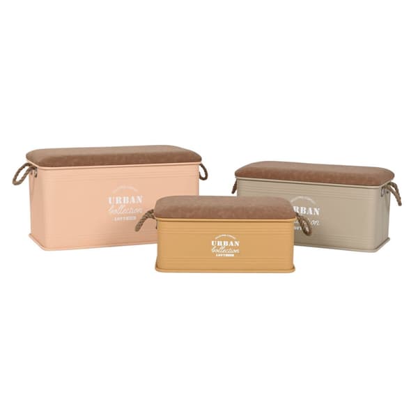 Arkkusetti Home ESPRIT Polyuretaani Metalli Kaupunki 69,5 X 36,5 X 38,5 cm (3 osaa)
