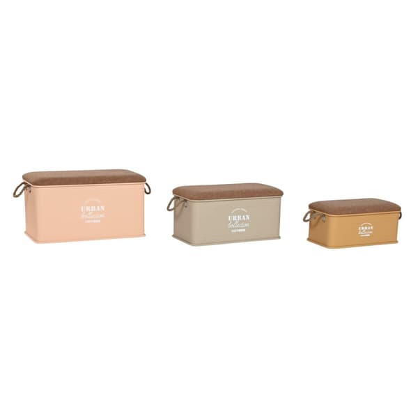 Arkkusetti Home ESPRIT Polyuretaani Metalli Kaupunki 69,5 X 36,5 X 38,5 cm (3 osaa)