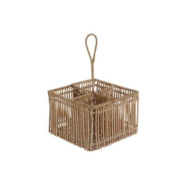 Aterinkori DKD Home Decor Ruskea Rauta Rottinki Trooppinen 19 x 19 x 30 cm