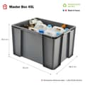 Miniatyrbild 2 av 4: Paket med 3 robusta och förstärkta plastförvaringslådor 45L MASTER BOX - grå