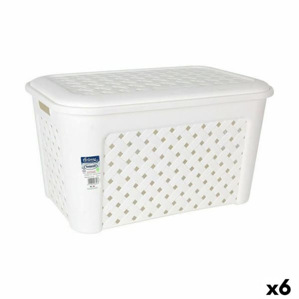 Tvättkorg Tontarelli Arianna Med lock Vit 58 x 39 x 32 cm (6 antal)