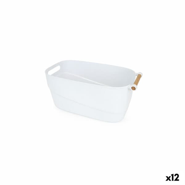 Multibrug kurv Confortime Plastik Med håndtag Træ 33,5 x 18 x 15 cm (12 enheder)