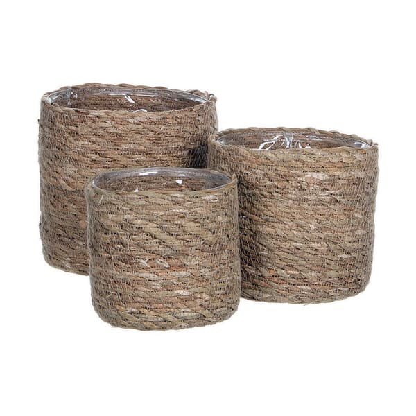 Set med kurve Mica Decorations 3 Dele Brun flet