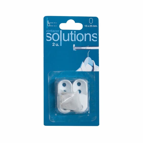 Holder til garderobestang Stor Planet Cintacor Hvid Oval 15 x 25 mm (2 enheder)