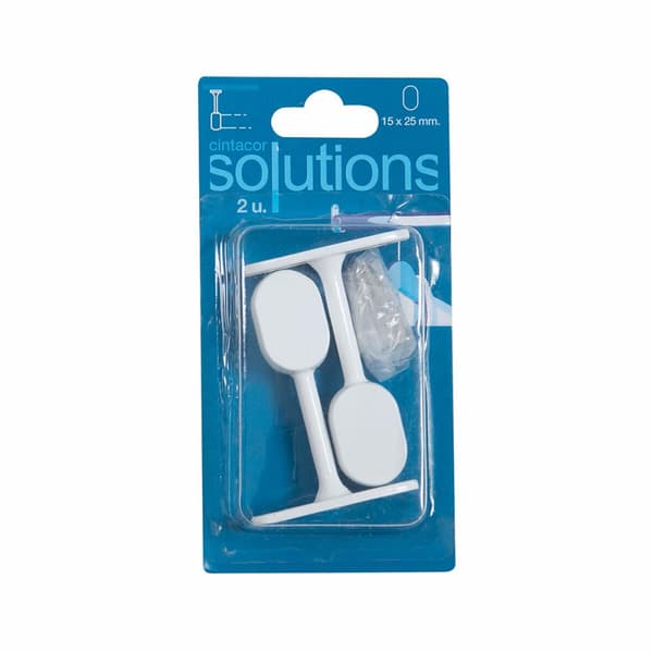 Holder til garderobestang Stor Planet Cintacor Hvid Oval 15 x 25 mm (2 enheder)
