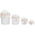 Miniatyrbillede 1 af 4: Vasketøjskurv Home ESPRIT Hvid Beige flet Shabby Chic 45 x 45 x 68 cm 4 Dele