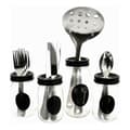 Miniatyrbillede 2 af 4: Bestikholder Vivalto Sort Gennemsigtig Metal Glas 9 x 9 x 17 cm