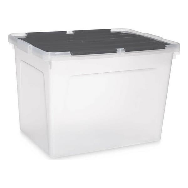 Förvaringslåda med lock Kipit 87953 Transparent Antracitgrå Plast 48 L (6 antal)