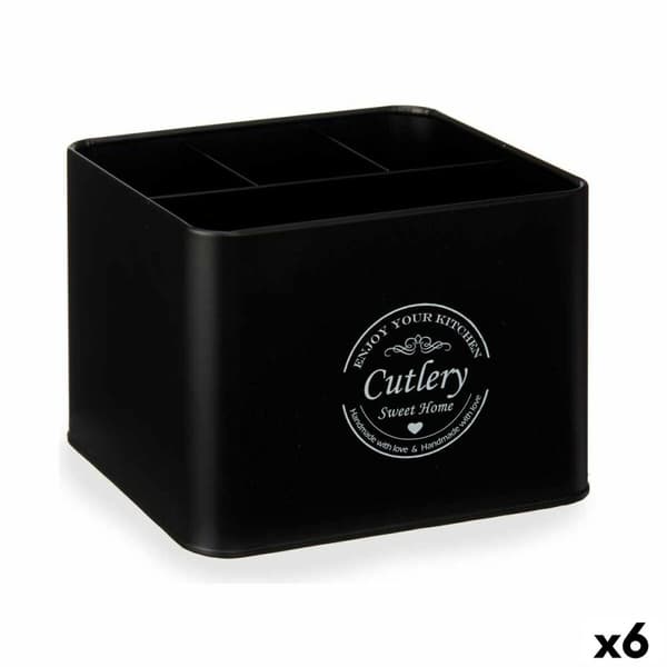 Multifunktionell korg Bestick Svart Metall 18 x 13,3 x 15,3 cm (6 antal)