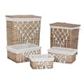 Miniatyrbillede 1 af 5: Vasketøjskurv Home ESPRIT Hvid Natur flet Shabby Chic 47 x 35 x 55 cm 5 Dele