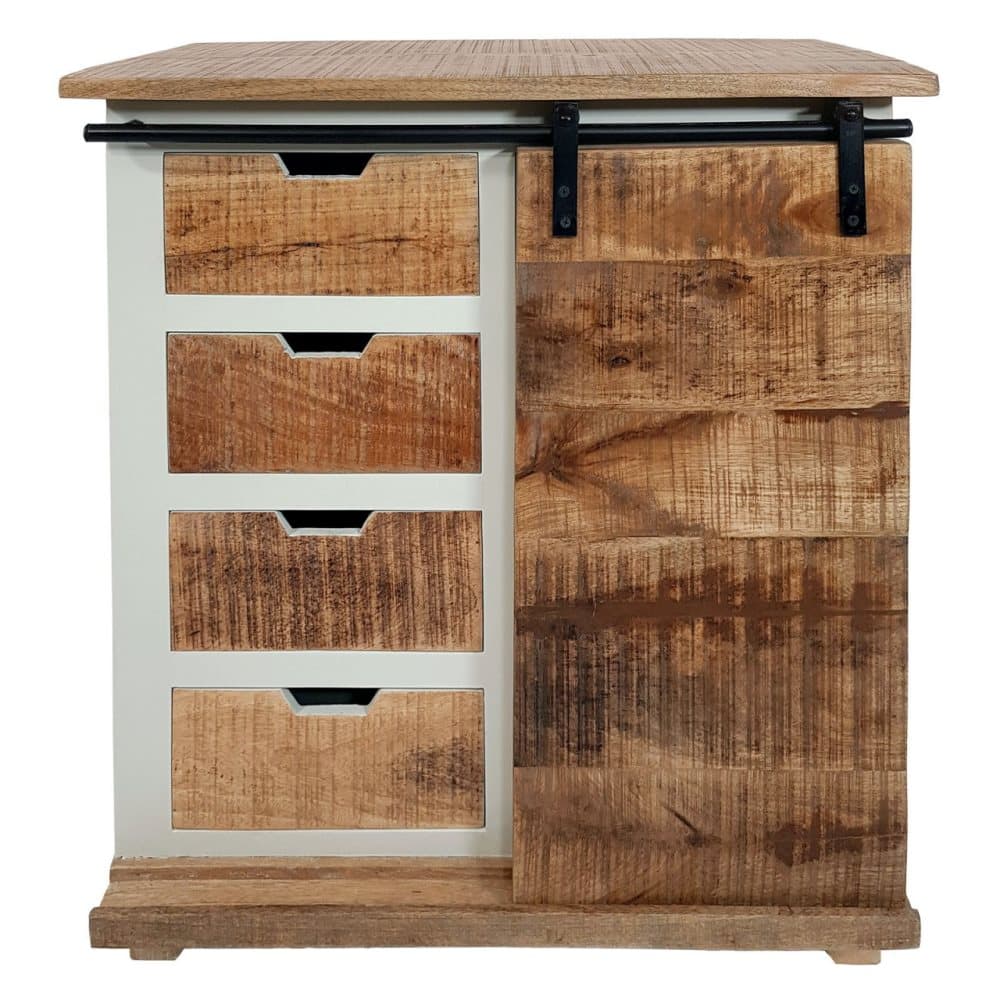 Lådan av lådor byrå skänk Kalifornien vit massivt mangoträ