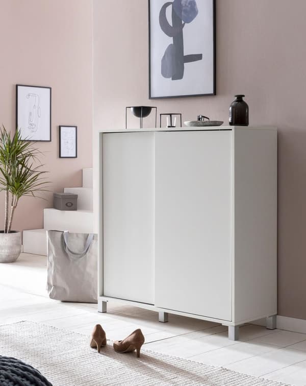 Rootz skoskab træ hvid 100x108x37,5 cm hylde høj - Design skohylde Stort 20 par sko Skohylde entre - Skoopbevaringsplads sparer - Skoopbevaringsrum mø