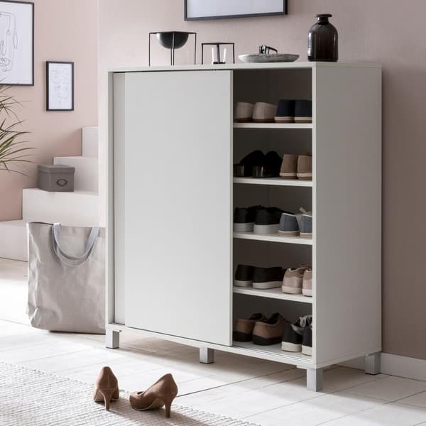 Rootz skoskab træ hvid 100x108x37,5 cm hylde høj - Design skohylde Stort 20 par sko Skohylde entre - Skoopbevaringsplads sparer - Skoopbevaringsrum mø