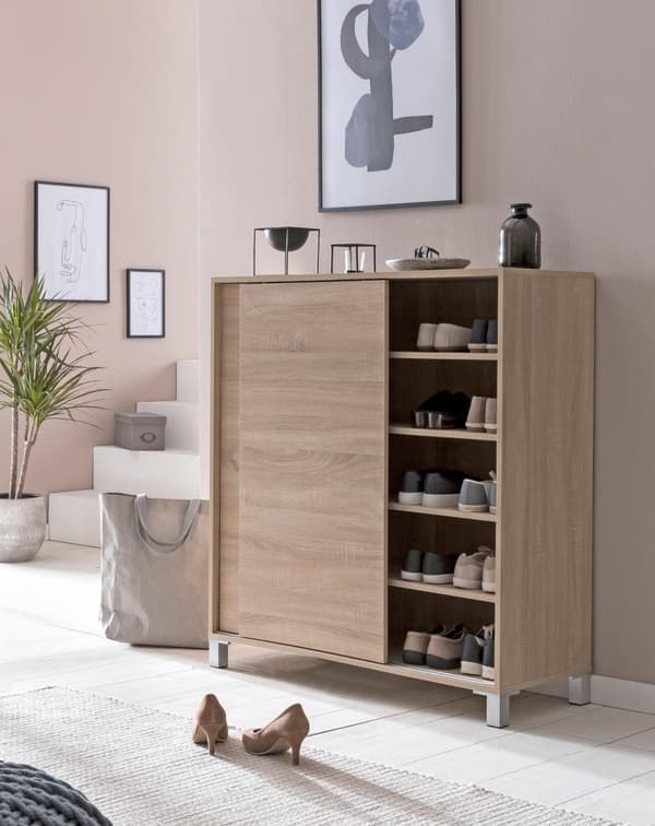 Rootz Skoskåp trä Sonoma 100x108x37,5 cm hylla högt Design skoställ Stort 20 par skor Skohylla hall - Skoförvaringsutrymme sparar - Skoförvaring hallm