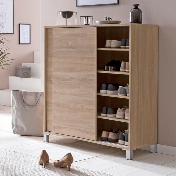 Rootz Skoskåp trä Sonoma 100x108x37,5 cm hylla högt Design skoställ Stort 20 par skor Skohylla hall - Skoförvaringsutrymme sparar - Skoförvaring hallm