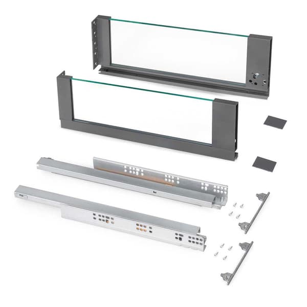 Emuca Udvendig Skuffe Vertex Lateral Vidrio 40kg 178x450 Mm Søvfarvet