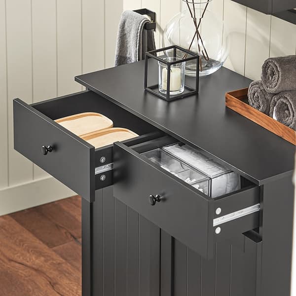 Rootz linnedskab med vaskeposer - Vasketøjsopsamler - Vasketøjskurv - MDF-konstruktion - Aftagelige poser - Nem montering - 78cm x 91cm x 38cm - Fås i