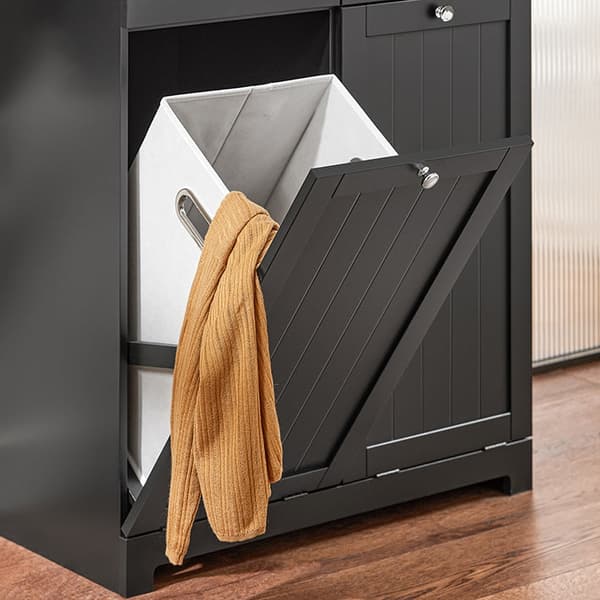 Rootz linnedskab med vaskeposer - Vasketøjsopsamler - Vasketøjskurv - MDF-konstruktion - Aftagelige poser - Nem montering - 78cm x 91cm x 38cm - Fås i