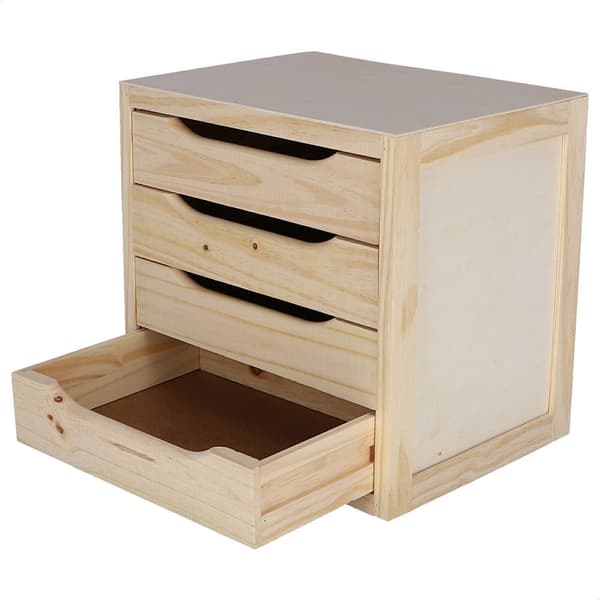 Wellhome Kommode Med 4 Skuffer Ubehandlet Uden Lak