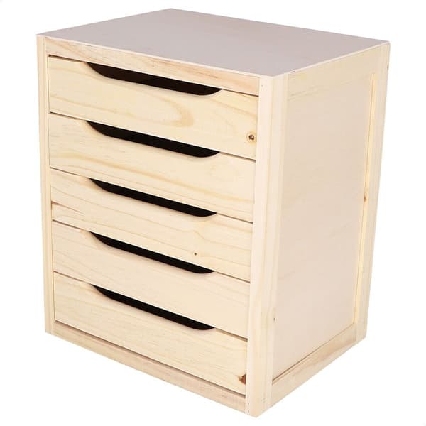 Wellhome Kommode Med 5 Skuffer Ubehandlet Uden Lak
