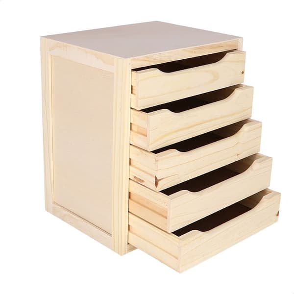 Wellhome Kommode Med 5 Skuffer Ubehandlet Uden Lak