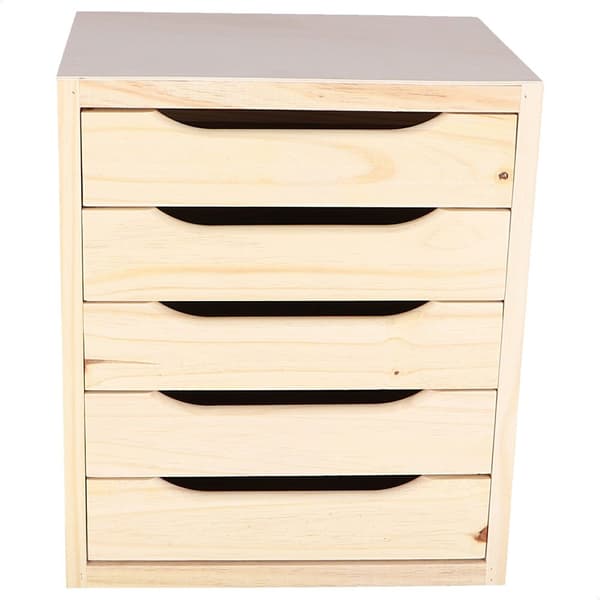Wellhome Kommode Med 5 Skuffer Ubehandlet Uden Lak