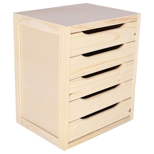 Wellhome Kommode Med 5 Skuffer Ubehandlet Uden Lak