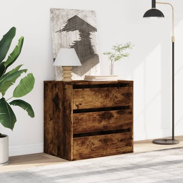 vidaXL kommode til hjørne 60x41x58 cm konstrueret træ røget egetræ