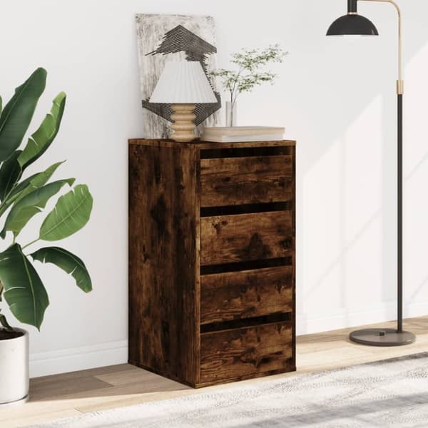 vidaXL kommode til hjørne 40x41x76 cm konstrueret træ røget egetræ