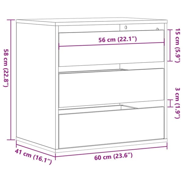 vidaXL kommode til hjørne 60x41x58 cm konstrueret træ grå sonoma-eg