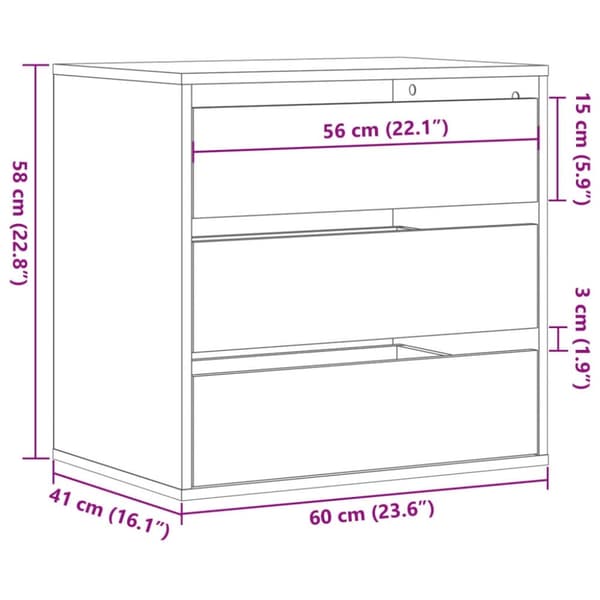 vidaXL Kommode brun eik 60x41x58 cm konstruert tre