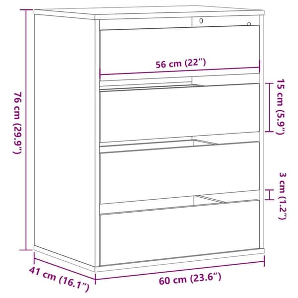 vidaXL kommode til hjørne 60x41x76 cm konstrueret træ sonoma-eg