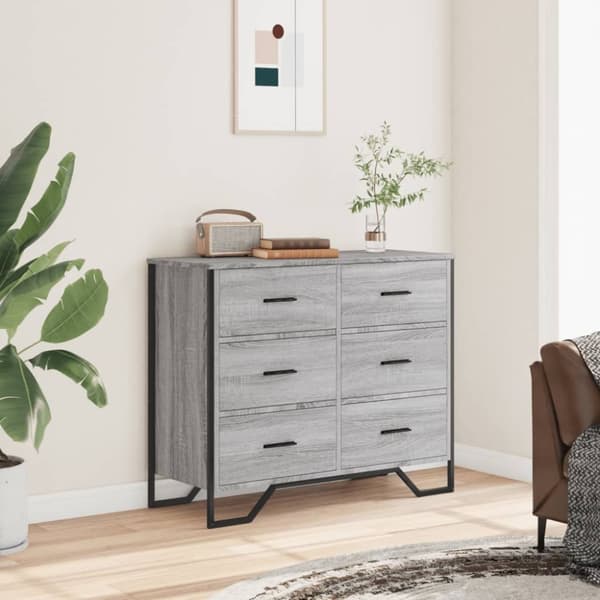 vidaXL Kommode grå sonoma 91x35,5x74,5 cm konstruert tre