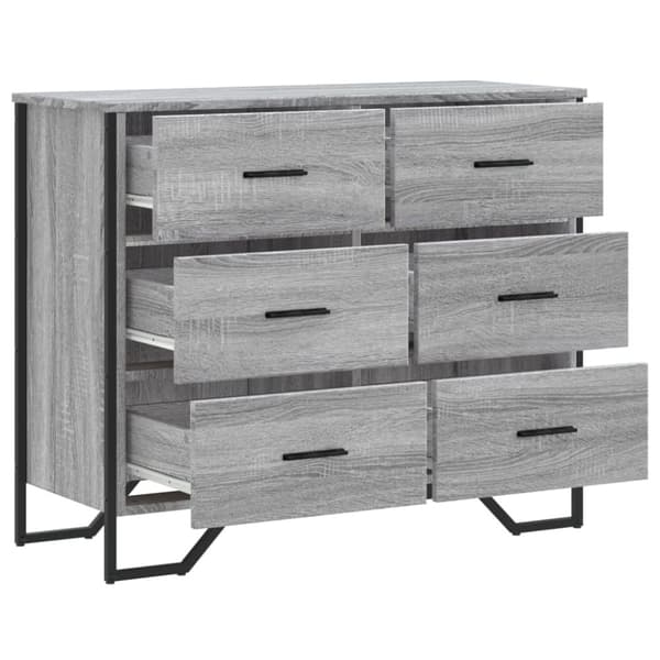 vidaXL Kommode grå sonoma 91x35,5x74,5 cm konstruert tre