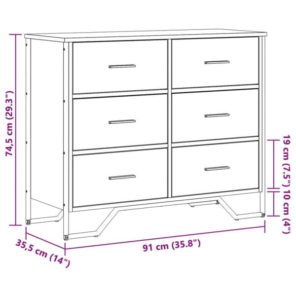 vidaXL Kommode grå sonoma 91x35,5x74,5 cm konstruert tre