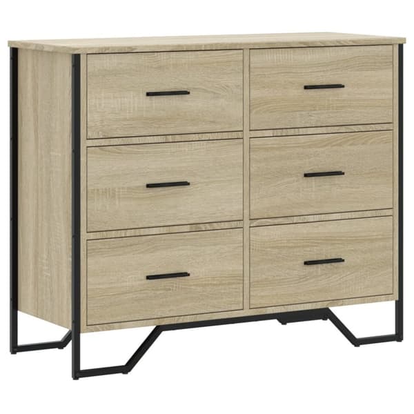 vidaXL Kommode sonoma eik 91x35,5x74,5 cm konstruert tre