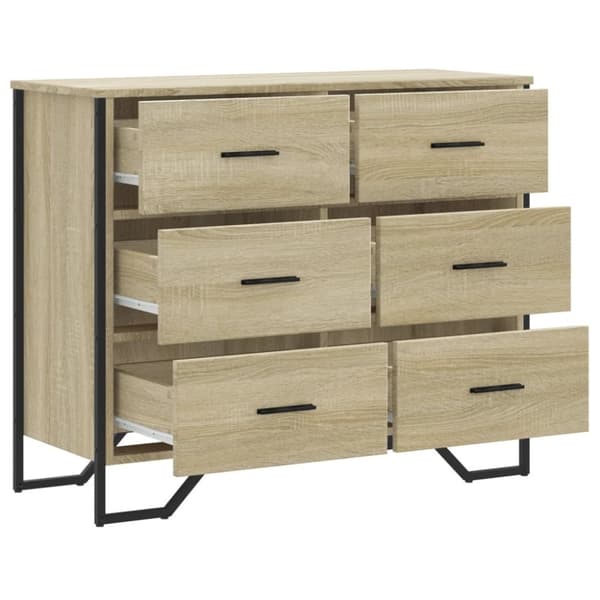 vidaXL Kommode sonoma eik 91x35,5x74,5 cm konstruert tre