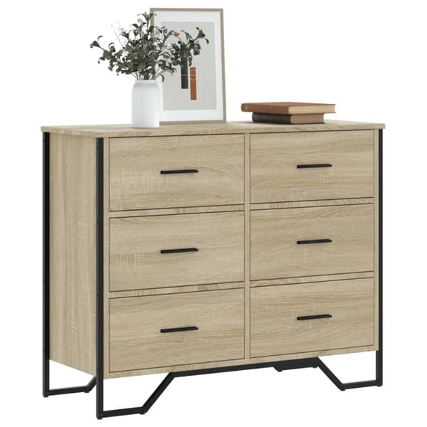 vidaXL Kommode sonoma eik 91x35,5x74,5 cm konstruert tre